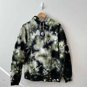 Volcom Iconic Stone Tie Dye Sweatshirt Hoodie Large Mens Black Green